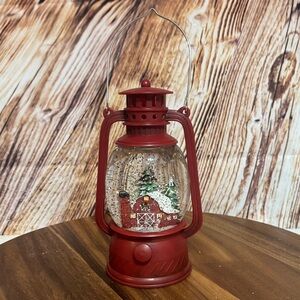 Red Holiday Lantern Snow Globe